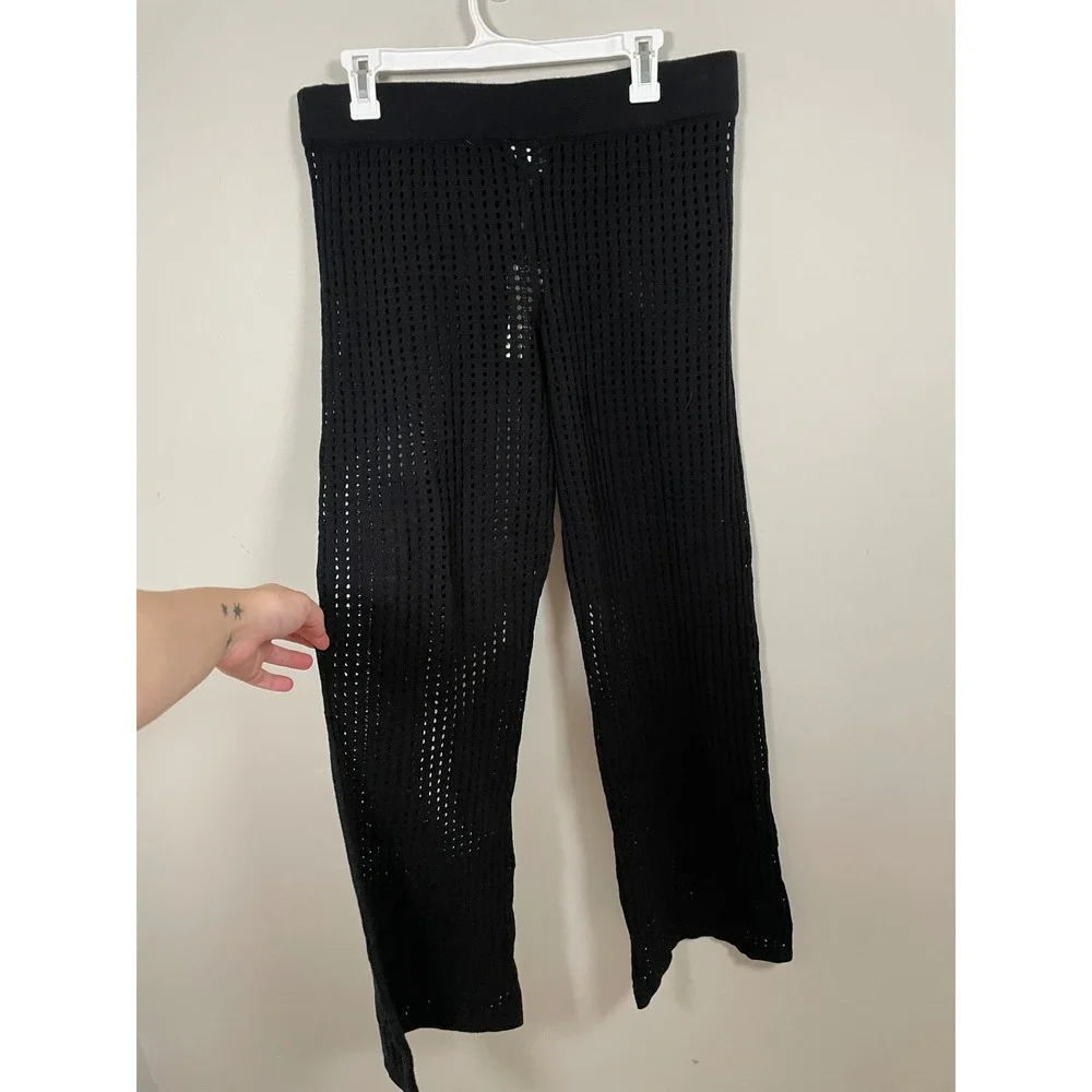 NWT‎ Sunshine 79 Resort Open Stitch Cover-Up Pants in Black Size Large
